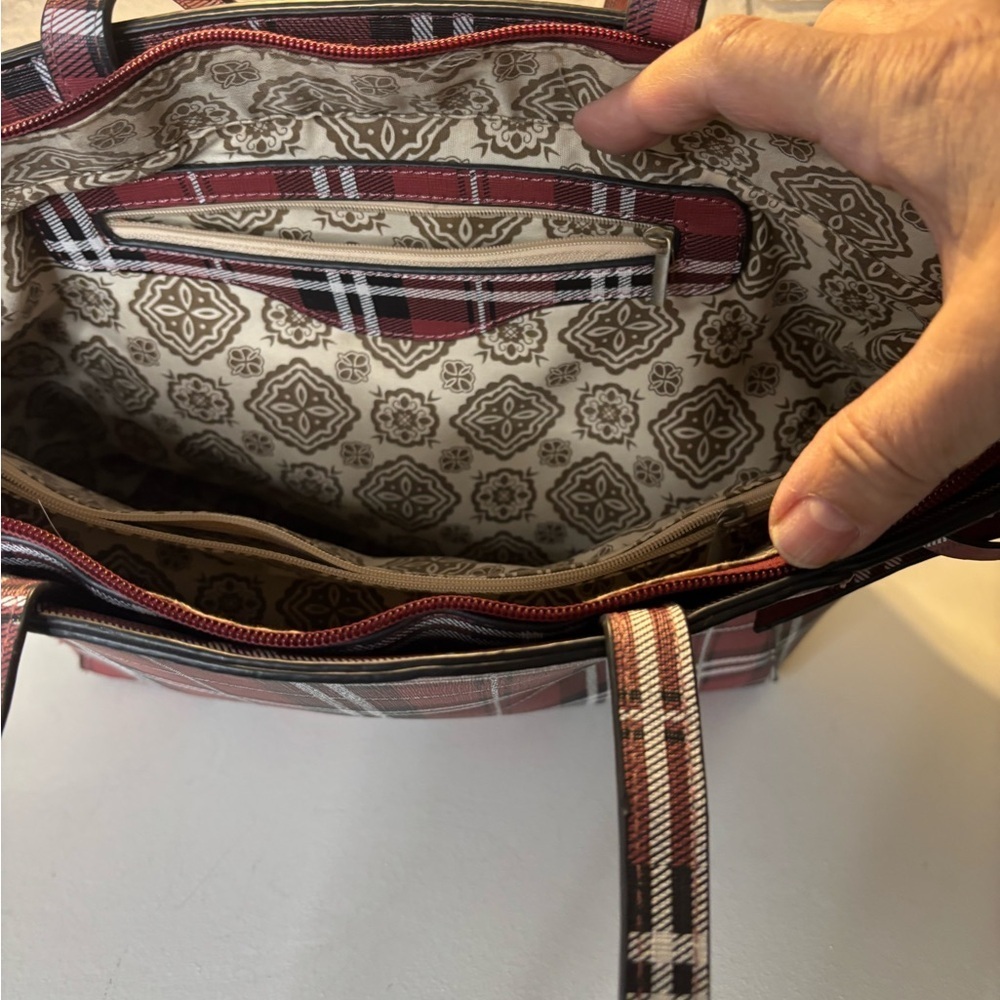 Plaid Red Women's Tote Bag - Picture 5 of 10